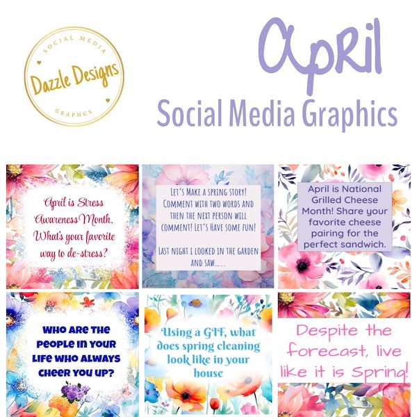 April Facebook Engagement graphics, Facebook engagement posts, Social Media posts, direct sales social media posts, Small Business graphics