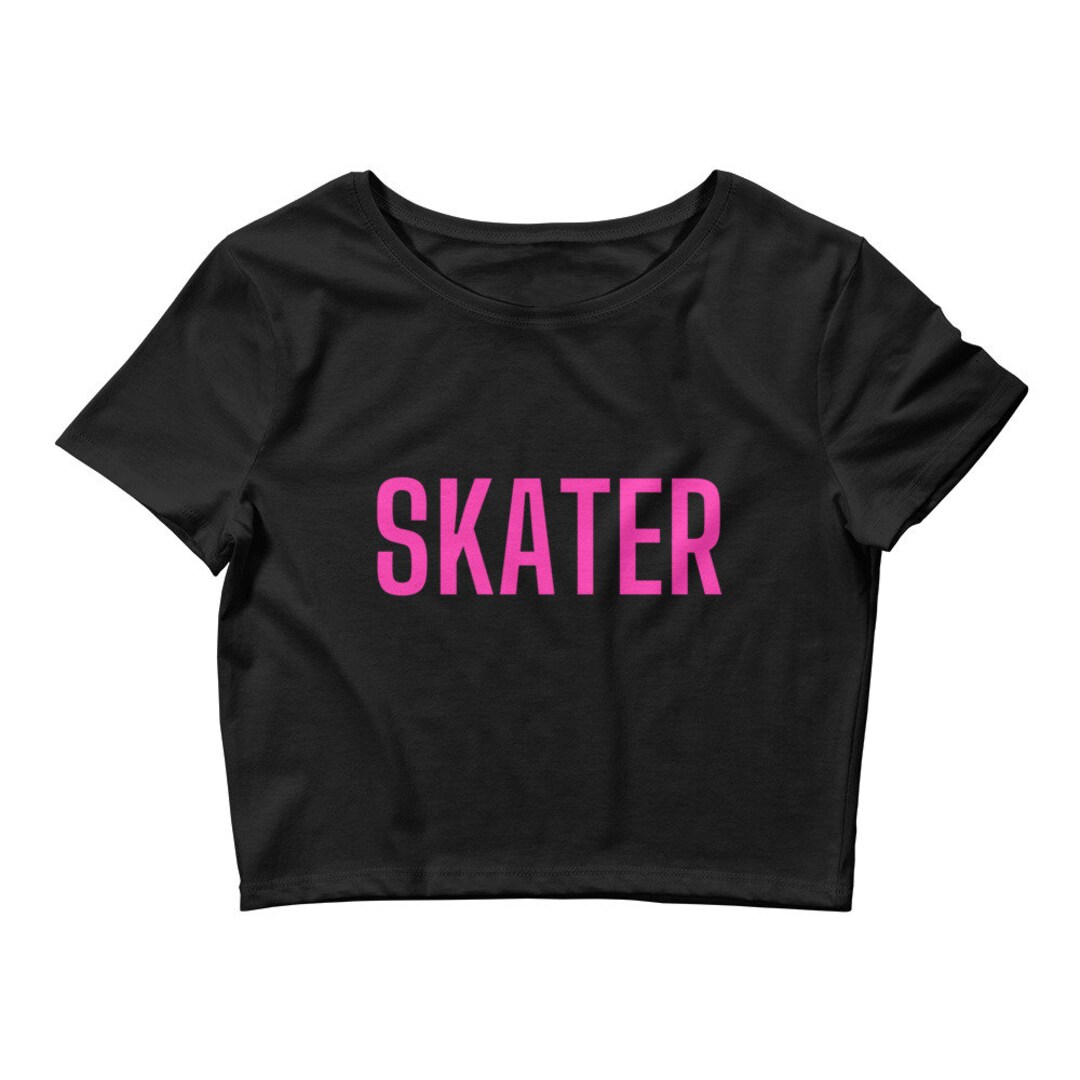 Roller Skate SKATER Womens Crop Top in Black or White, Roller Skate