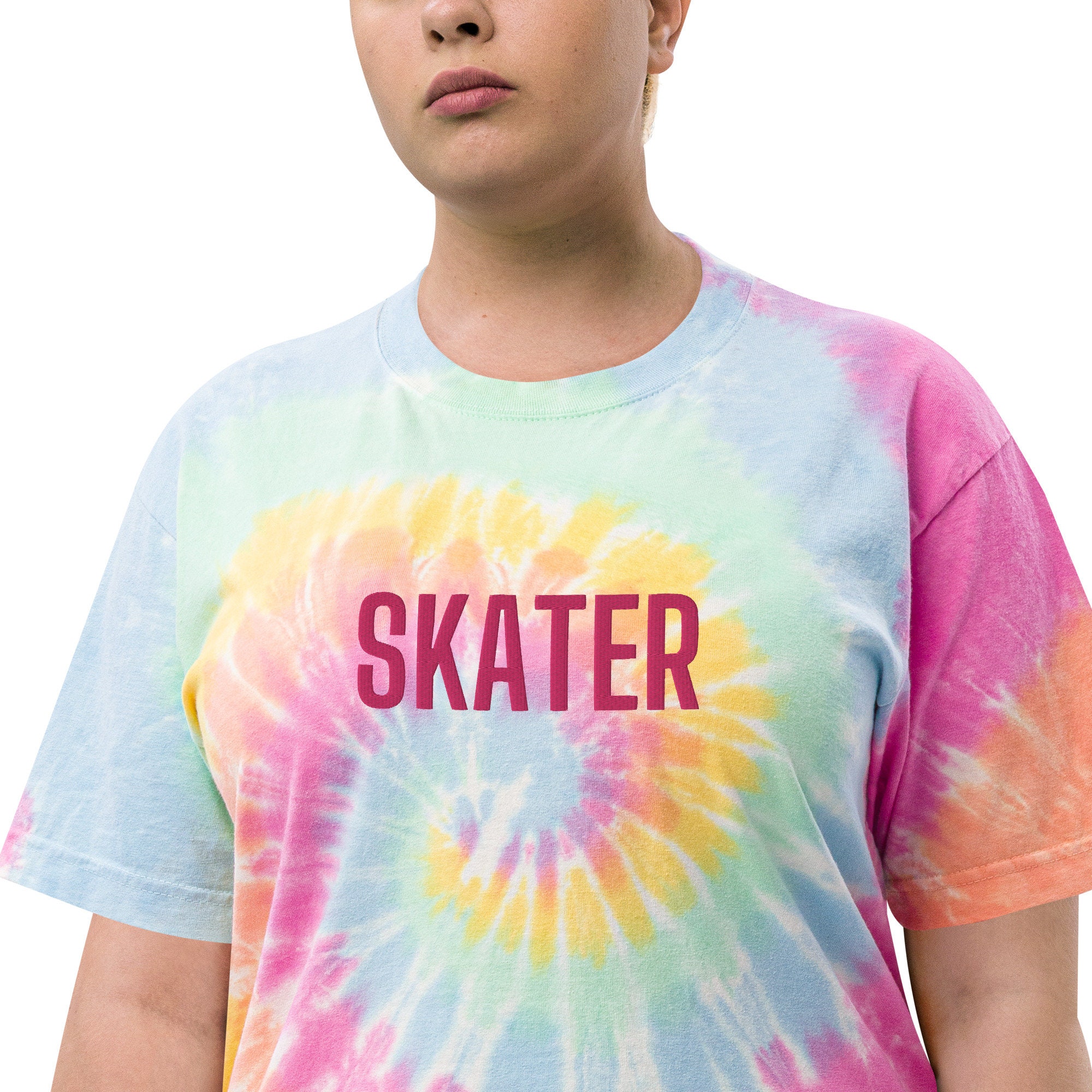 Personalized Roller Skating Tiedye Oversized Tshirt, Custom Roller