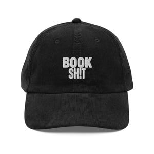 Book SH!T Vintage Cord Cap - Bestickte Cap für Bücherwürmer im Vintage-Stil, für Bücherwürmer und Leseratten
