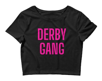 Derby Gang Women’s Crop Top in White or Black, Shirt for Roller Derby, Top for Roller Derby, Roller Derby Top, Roller Skate Crop Top