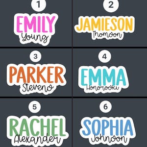 Stickers prénoms personnalisés, personnalisation, autocollants colorés, autocollants esthétiques, bouteille d'eau, ordinateur portable, cadeau meilleur ami, autocollant mignon de verre