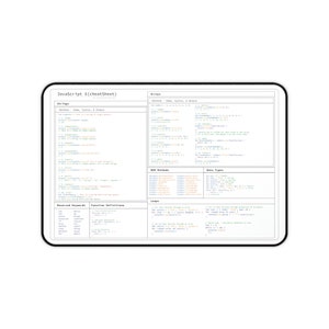 JavaScript - Coding Cheat Sheet - Color Coded - Desk Mat