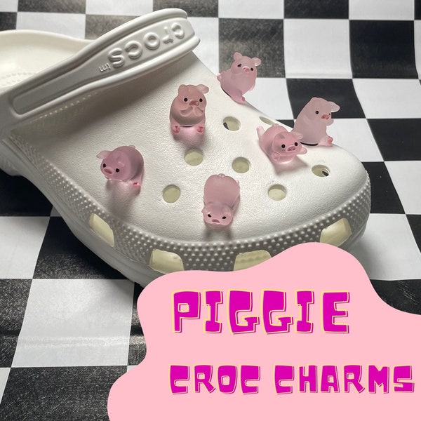 Piggie Shoe Charms // GLOW in the DARK // Handmade // Quirky // Pink // Potbelly Pig // Shoes