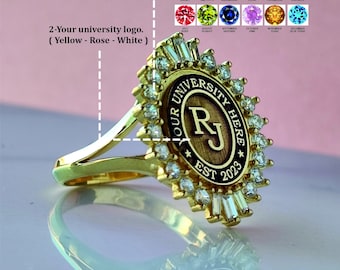 School Gradiation Ring, Class Ring for Man, Personalized College Jewelry,  University Gift, Class Band Ring, Personalized Gifts