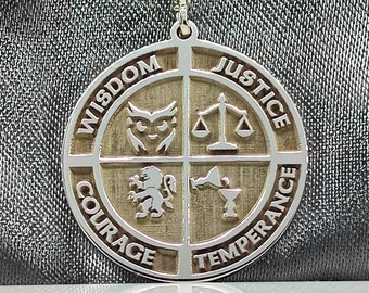 Stoic Virtues Necklace, Four Cardinal Virtues Pendant, Wisdom Justice Courage Temperance, Philosophy Jewelry, Meaningful Gift for Her