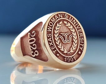 Custom College Rings-Oval Graduation Ring-Class Rings-School Rings-Senior Class Ring-High School Class Ring-Graduation Gifts