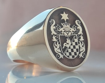 Family Crest Ring,Personalized Coat of Arms ring,Heraldic Ring,Custom Jewelry ,Customized Family Name Ring, Class Ring,Free Personalization