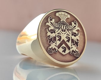 Coat of Arms Ring, Family Crest Ring, Personalized Ring for Men, Custom Signet Ring, Engraved Family Name Ring, Free Customization!!