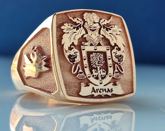Family Crest Signet Ring Coat Of Arms Ring Custom Rings For Men Silver Signet Custom Coat Of Arms Ring Men Unique Heraldic Family Crest Ring