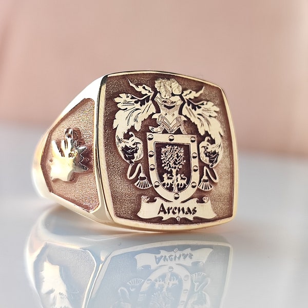 Custom Family Crest, Coat of Arms Ring, Chevaliere Homme, Family Crest Ring, Man Gold Ring, Custom Signet Ring, Bague Homme, Personalized