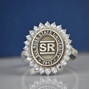 Class Ring, Woman College Ring, Personalized University Ring, College Graduation Ring, Graduation Gift, Sterling Silver College Ring