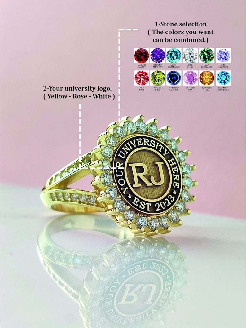 College Ring Graduation Ring Class Ring Woman Gold Ring Etsy