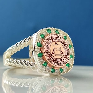 Class ring , Personalized gift , Graduation ring , Graduation gift , College ring ,Woman ring ,Solid gold ring college ring,Handmade jewelry