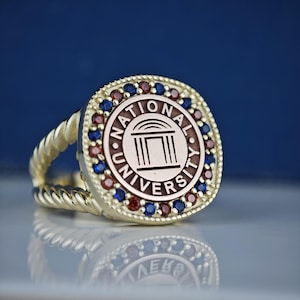 Custom University Class Ring, Graduation Ring for Men & Women, Personalized College Ring, High School or University Graduation Gift