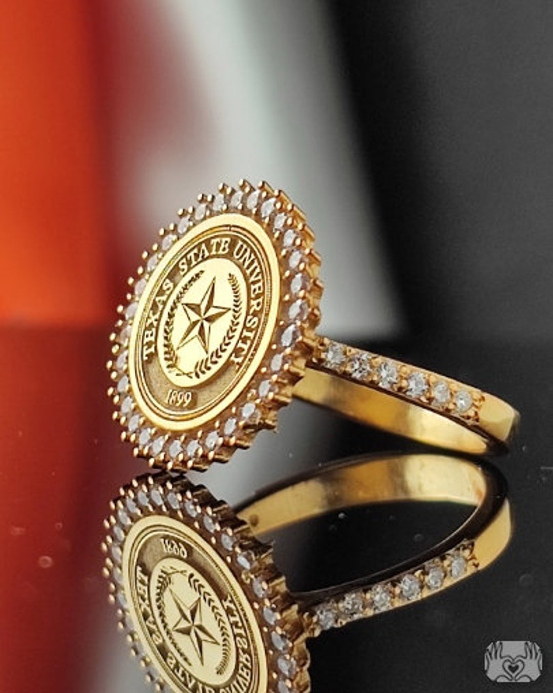 Personalized 14K Gold Graduation Ring, Custom University Jewelry - Etsy