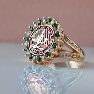 Sterling silver college ring , Woman graduation ring , Personalized ring , University ring ,Custom signet ring ,High school ring ,Class ring