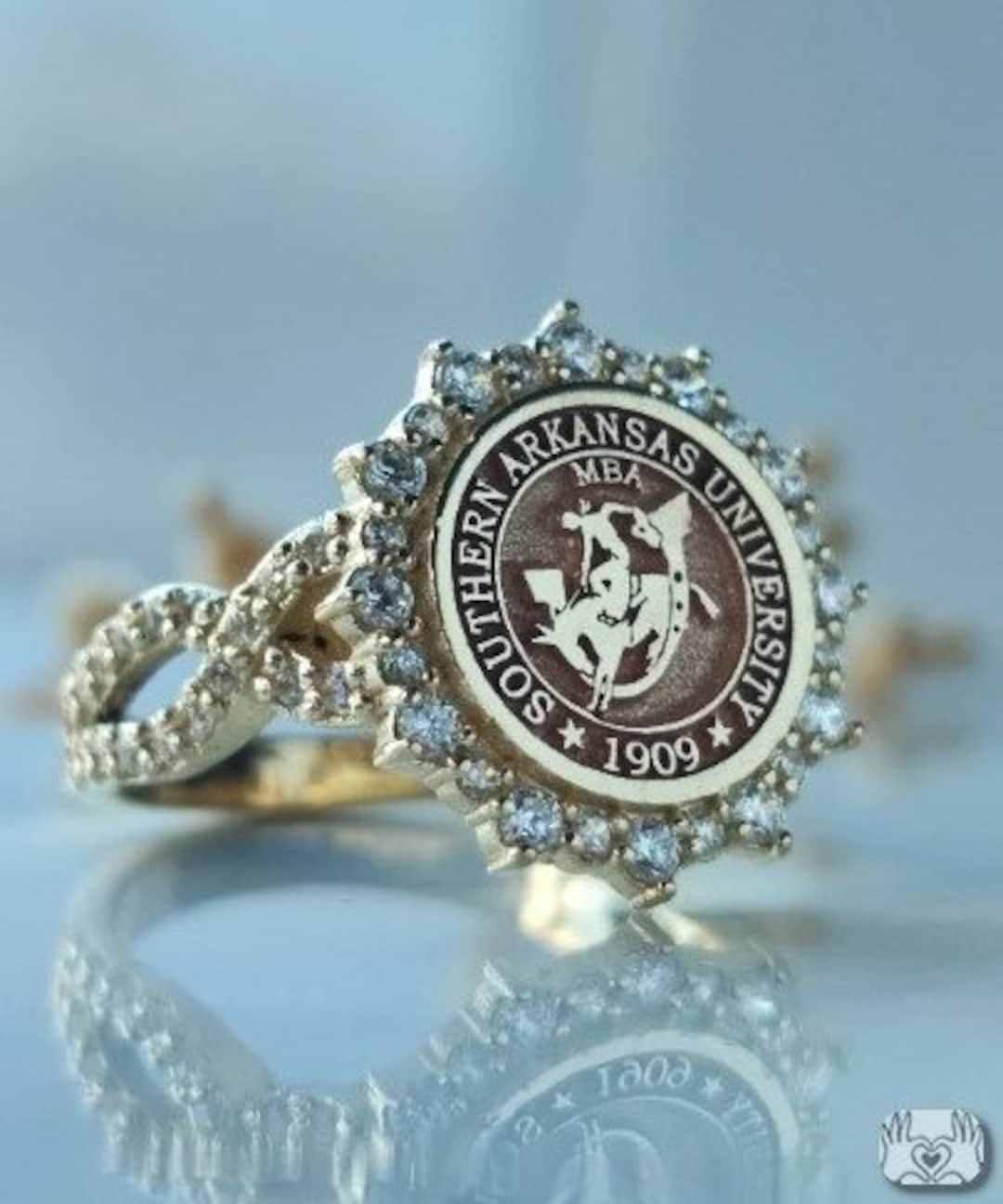 Grad Gold Rings 14K Solid Gold Class Ring , College Ring , University Ring , Gold Ring ...