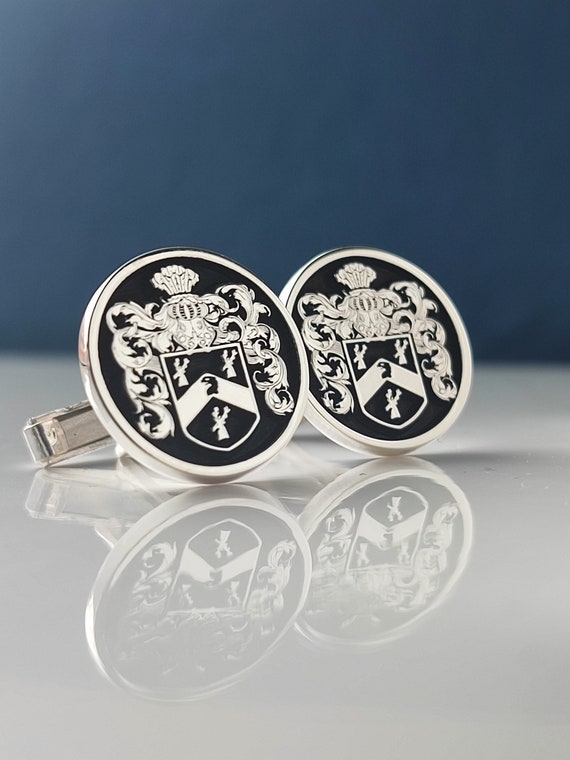 Sterling Silver Coat of Arms Signet Cufflinks, Family Crest Cufflinks,  Custom Cufflinks, Family Crest Signet Cufflinks, Father's Day 