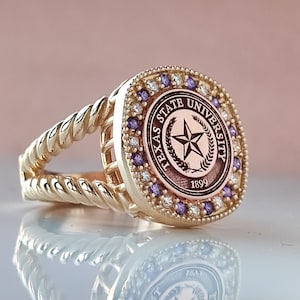 Personalized college ring , Solid gold college ring , High school ring , Graduation ring , University ring ,Custom ring ,Signet college ring