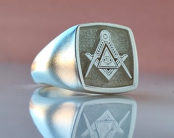 Masonic Rings with Lodge Number Personalized Masonic Lodge Number Inside Freemason Ring, Masonic Rings, Master Mason Rings, Free Mason Ring