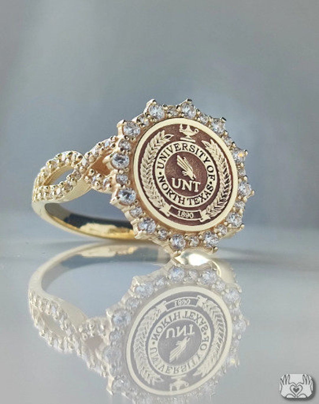 Custom University Ring, Sterling Silver School Logo Signet ...