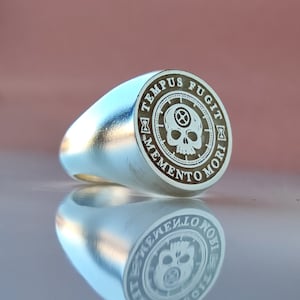 Silver Memento Mori Ring, Memento Mori Ring, Memento Mori Jewelry, Memento Mori Signet Ring, Stoicism Ring, Stoic Jewelry, Daily Stoic Ring