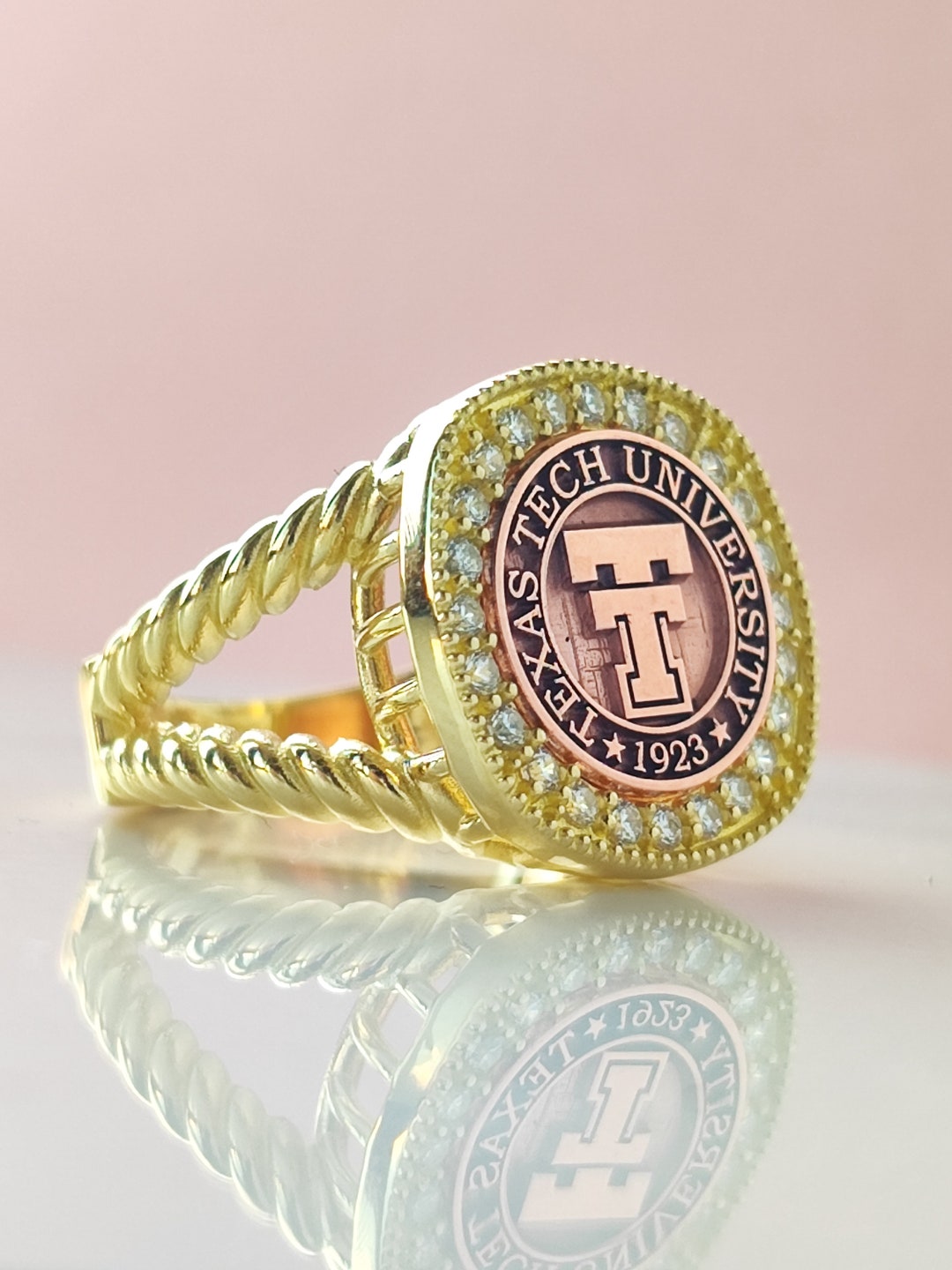 College Ring , Graduation Ring , Class Ring , Woman Gold Ring , Solid