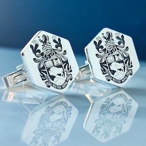 Personalized Family Coat of Arms Cufflinks for Groomsmen Gift Wedding Cufflinks, Custom Engraved Halloween and Christmas Gift for Him