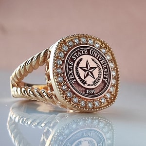 Signet college ring , Solid gold woman custom ring , Personalized ring , Graduation ring , Graduation gift , Personalized jewelry , Rings