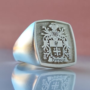 Family Silver Ring, Family Crest Signet Ring, Coat of Arms Ring,Crest Rings, Custom Signet Ring ,Personalized Signet Ring , Custom Ring