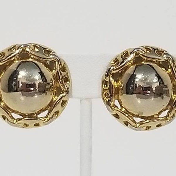 80s gold tone earrings, marked Paolo