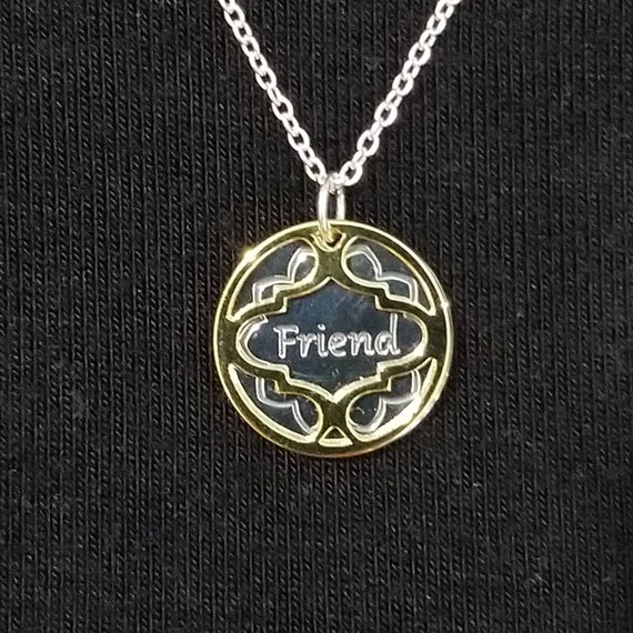 NWOT Sterling & gold necklace with "Friend" penda… - image 1