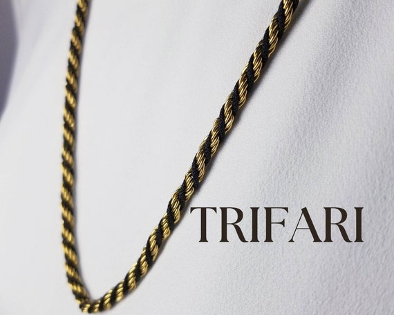 Genuine Trifari gold tone & black necklace. - image 1