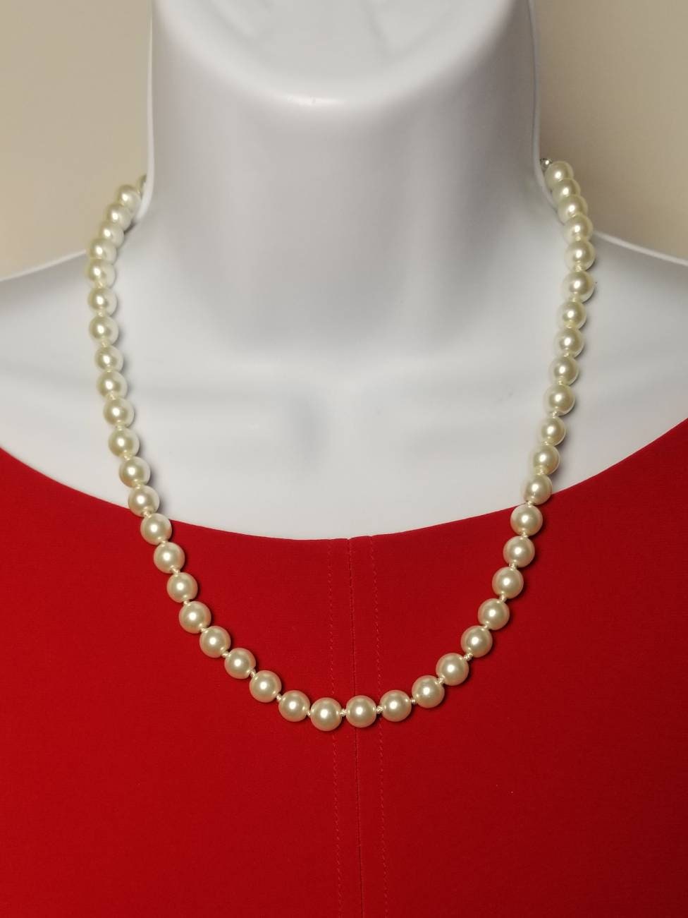 High quality faux pearl adjustable necklace, individually knotted, Time & Tru