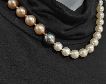 Adjustable faux pearls necklace in 4 colors