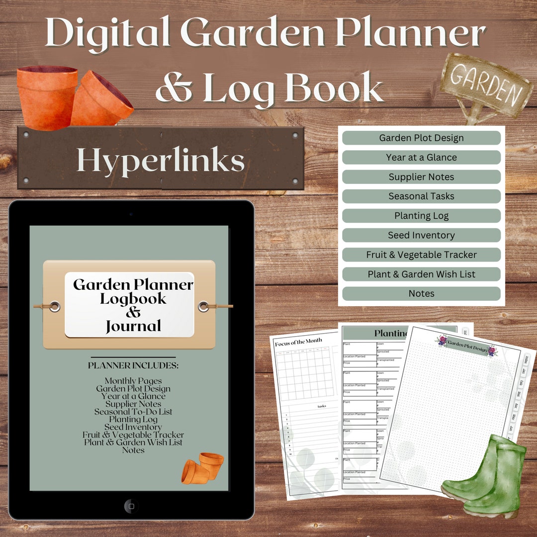 Garden Planner Garden Logbook Journal Notebook Digital Planner Etsy