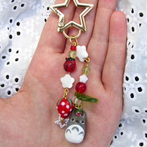my neighbor totoro strawberry beaded keychain