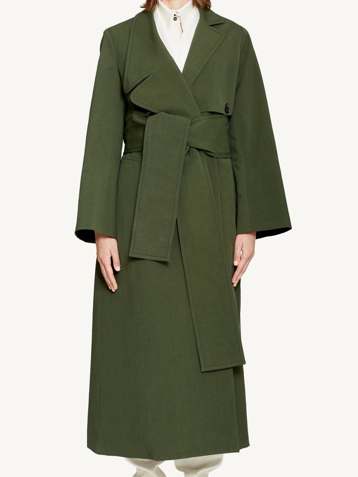 Luxury Trench Coat in Green / Large Maxi Overcoat Etsy
