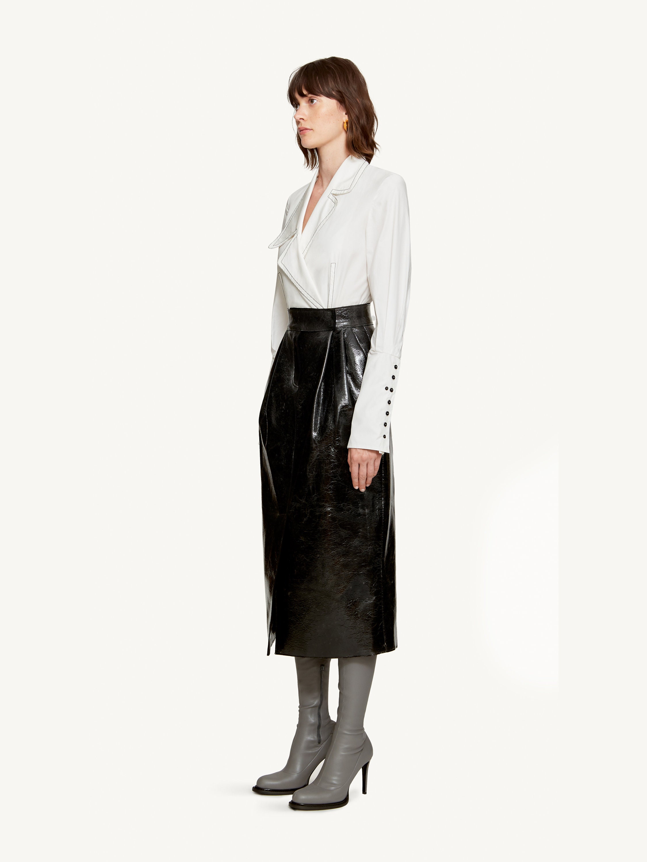 Patent Leather Midi Skirt / Women Fashion Skirt - Etsy