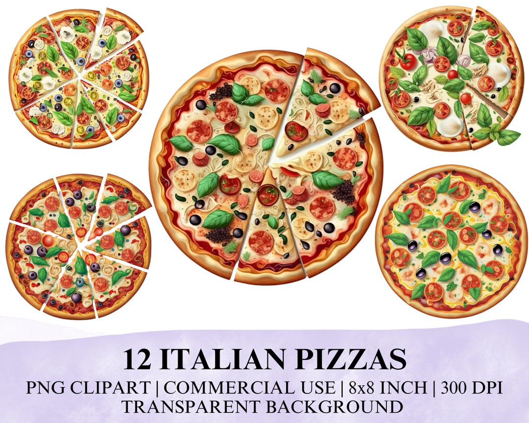 12 Italian Pizzas PNG Clipart, Pizza PNG, Clipart Italian Food Pizza