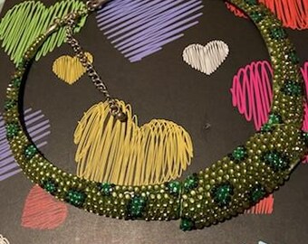 leopard green y2k necklace