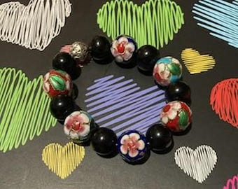 vintage beaded flower bracelet