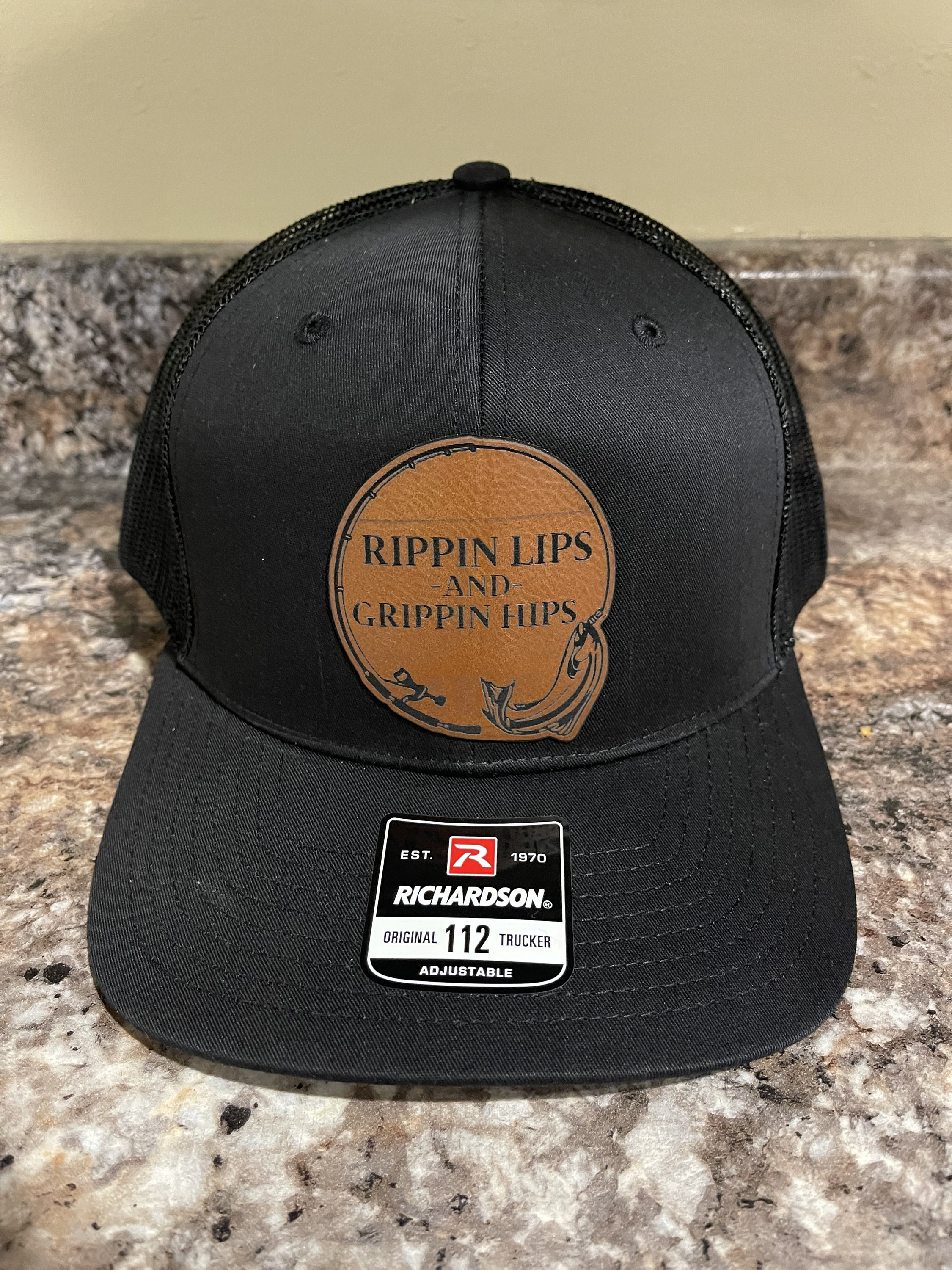 Rippin Lips and Grippin Hips Hat / Leather Patch Hat / Richardson 112