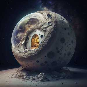 A spaceship to go to the moon with salvaged materials