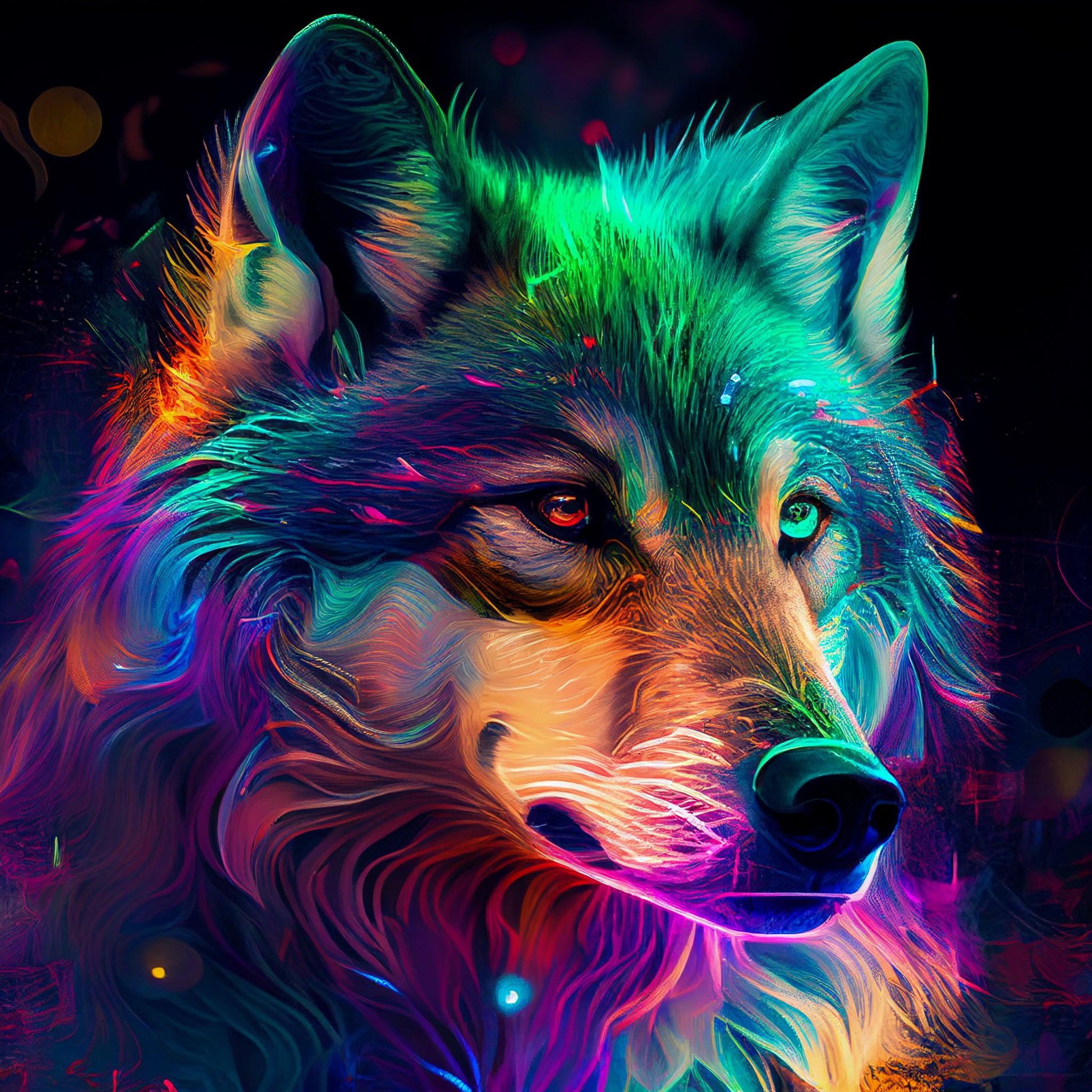 Premium AI Image  anime wolf in a field of flowers with a full moon in the  background generative ai