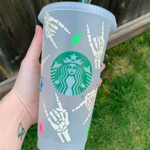 Skeleton Rock On Custom Starbucks 24oz. Reusable Coffee Cold Cup