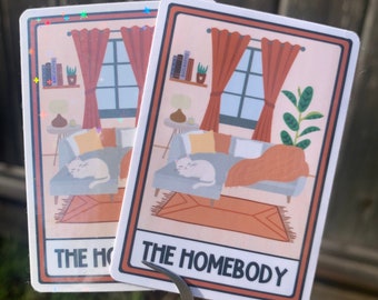 The Homebody Tarot Card Introvert Mental Health Anxiety Sticker | Glossy or Holographic Finish