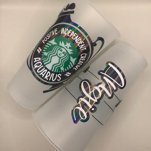 Personalized Zodiac Horoscope Starbucks 24oz. Reusable Coffee Cold Cup