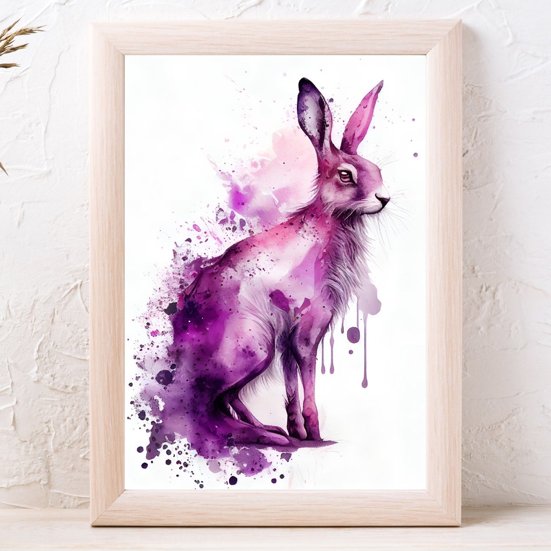 Wild Animals Bunny Rabbit Mural Magenta Purple Digital - Etsy
